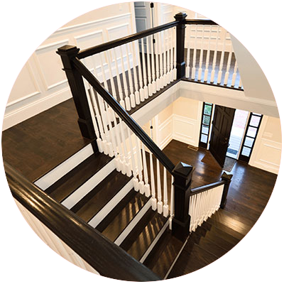 Wooden railing and stair treads